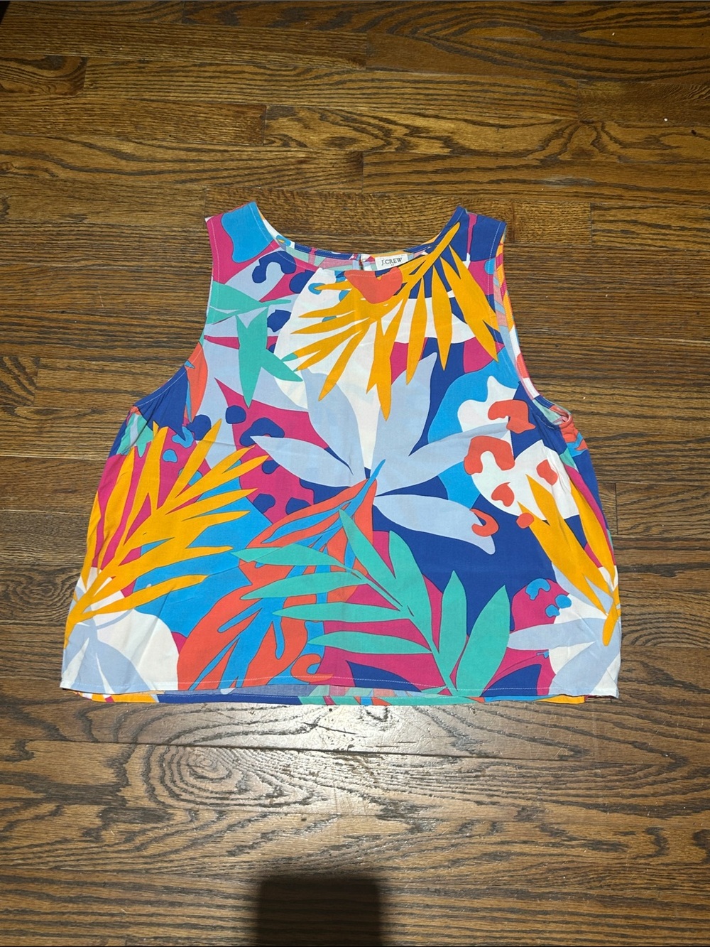 J. Crew Multicolor Tropical Print Crop Tank Top